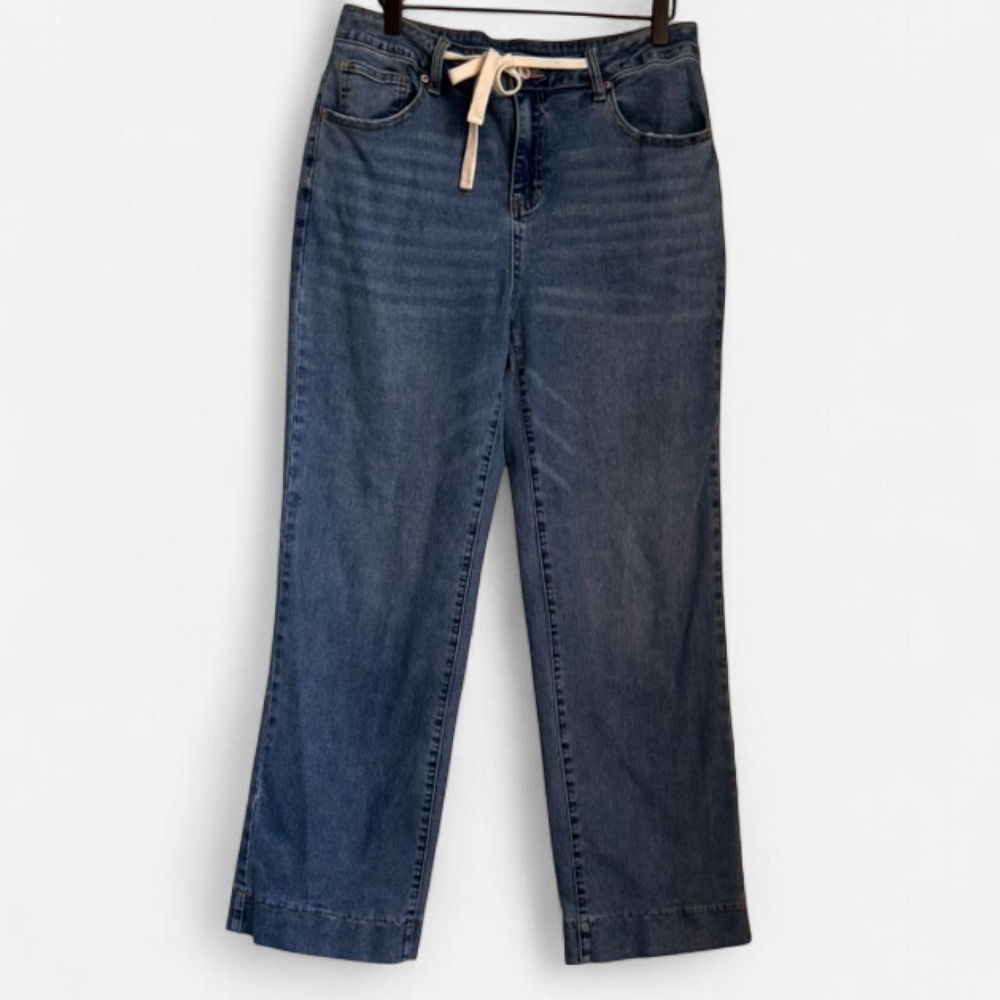 Sidefeel High Waisted Wide Leg Jeans with Rope Tie Waist 14